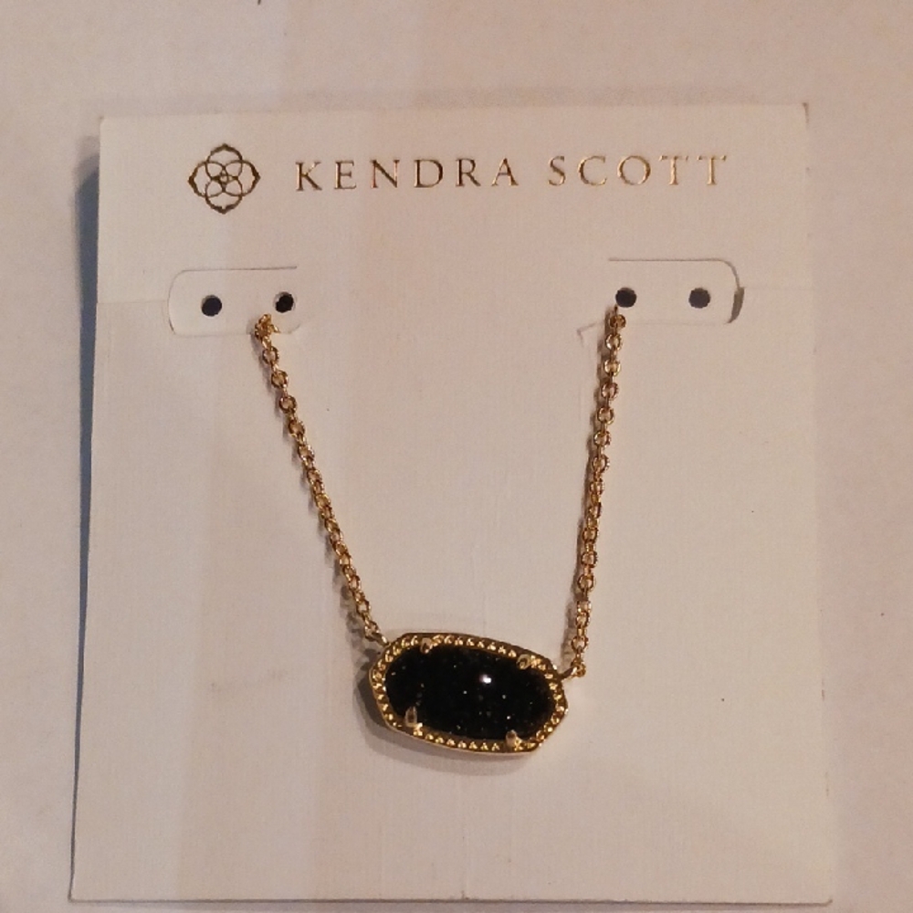 Kendra Scott Gold Necklace with Black Oval Pendant